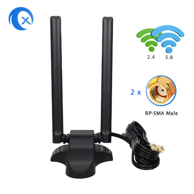 Dual Band 2.4GHz 5GHz RP-SMA Wi-Fi Antenas com 6,5 pés de extensão de cabo Para PC Desktop Computador Bluetooth sem fio