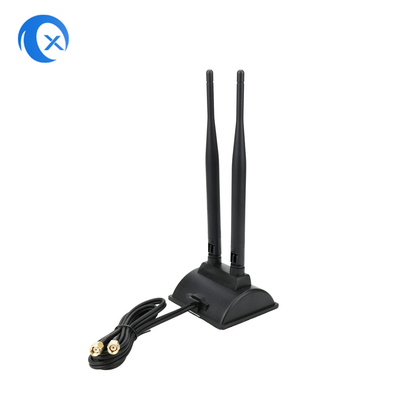 Antenna WiFi 6dBi com conector masculino RP-SMA 2.4GHz 5GHz Base magnética de banda dupla para roteadores sem fio WiFi PCI-E