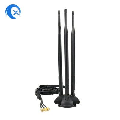 2.4G/5G Triple 7dBi Antenna WiFi Bluetooth Wireless Extender Antenna de montagem magnética com conector masculino RP-SMA