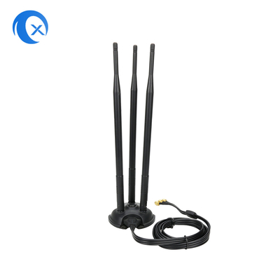 2.4G/5G Triple 7dBi Antenna WiFi Bluetooth Wireless Extender Antenna de montagem magnética com conector masculino RP-SMA