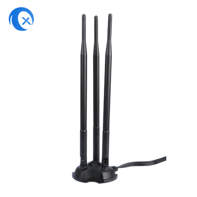 2.4G/5G Triple 7dBi Antenna WiFi Bluetooth Wireless Extender Antenna de montagem magnética com conector masculino RP-SMA