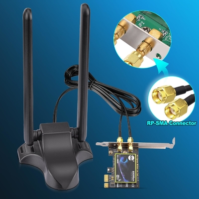 WiFi 6E Antenna Tribanda 2.4GHz 5GHz 6GHz Base magnética Antennas WiFi RP-SMA Conector para PC Roteador sem fio de desktop