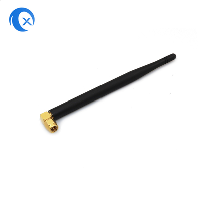 SMA Conector masculino Monte de ganho alto 5dBi 868MHz 2.4G Antenna NFC Fixado ângulo direito WiFi Antenna de pato de borracha para roteador