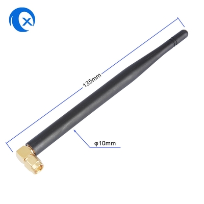 SMA Conector masculino Monte de ganho alto 5dBi 868MHz 2.4G Antenna NFC Fixado ângulo direito WiFi Antenna de pato de borracha para roteador
