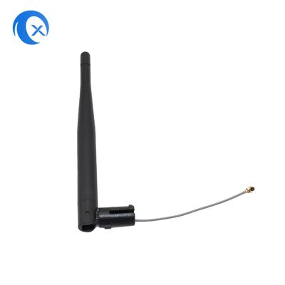 Antena Externa de Borracha Preta 3dBi de Patente Direta da Fábrica com VSWR 1.5~2 e Conector IPEX Giratório