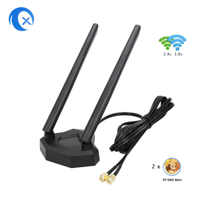 da antena dupla da faixa de 2.4GHz 5GHz base magnética para o router sem fio da placa de rede de PCI-E WiFi