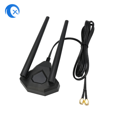 da antena dupla da faixa de 2.4GHz 5GHz base magnética para o router sem fio da placa de rede de PCI-E WiFi